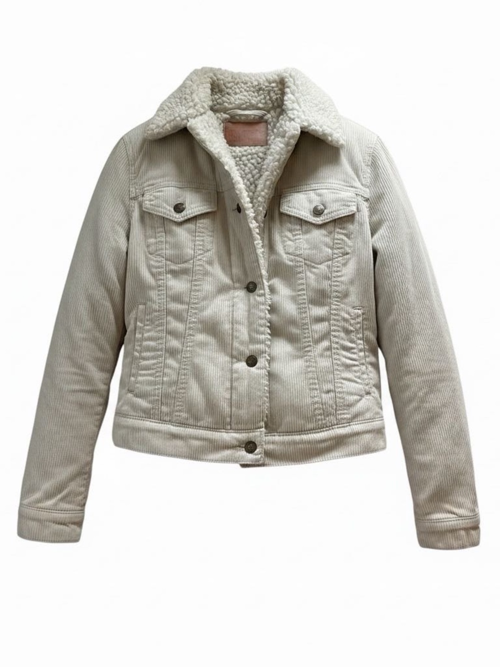 Levi’s Women’s Sherpa-Lined Corduroy Jacket - Cream Sz s